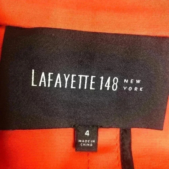 Lafayette 148 Orange Blazer Size 4 Coral Button Up - Picture 8 of 9